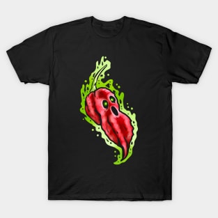 Scary Hot Ghost Pepper With Face Halloween T-Shirt